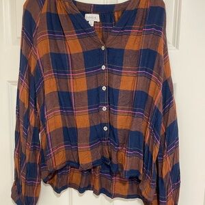 Evereve Multicolor Plaid Top